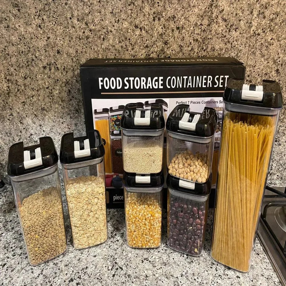 SmartSeal7 - Organizador de alimentos hermético x7 unidades color negro