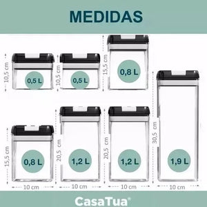 SmartSeal7 - Organizador de alimentos hermético x7 unidades color negro